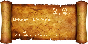 Wohner Márta névjegykártya